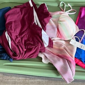 Striped Multicolor dresses and Maroon Cover-Up set of three